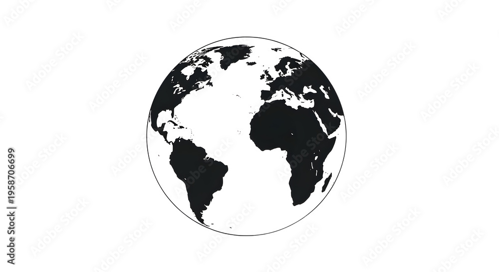 Fototapeta premium Global Earth Globe Illustration in Black and White.