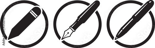 Black pen nib in circles writing simple