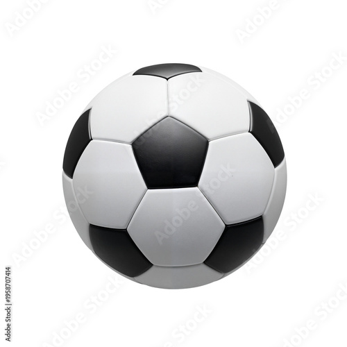 Black and white soccer ball, football isolated on transparent background png. Sport and hobby, international and local championship and tournaments. Traditional game. World competition