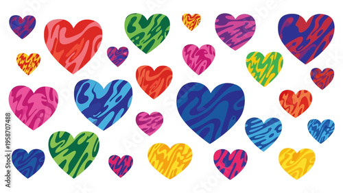 Colorful hearts vector design for love romance and valentines day