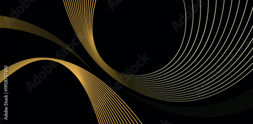 Luxury Gold Wave Lines On Black Background For Premium Branding Design