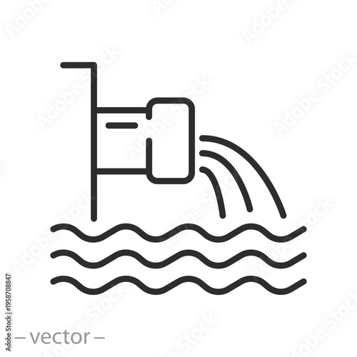 Drainage water system icon, sewer, underground drainage thin line symbol isolated on white background, editable stroke eps 10 vector illustration