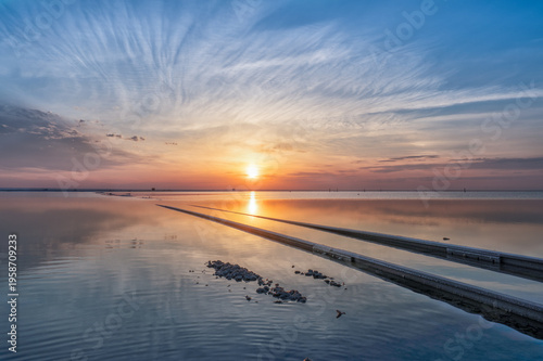 Sunset in Lake  Baskunchak 