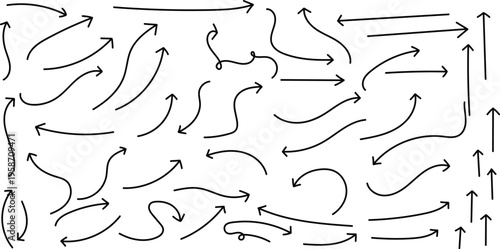 Hand drawn arrow illustrations various directional hand drawn arrows