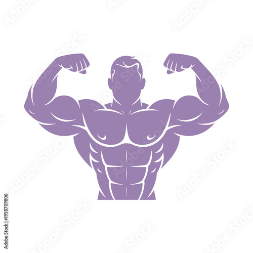 Muscular man flexing biceps