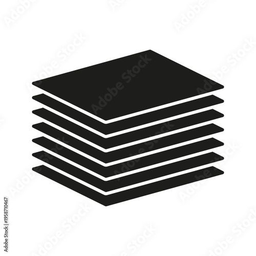 Stack Of Papers Solid Icon. Document Management, Organization, And Filing System Silhouette Symbol. Office And Administrative Tasks Representation. Isolated Vector Illustration