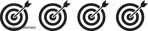 Three black target with arrows bullseye