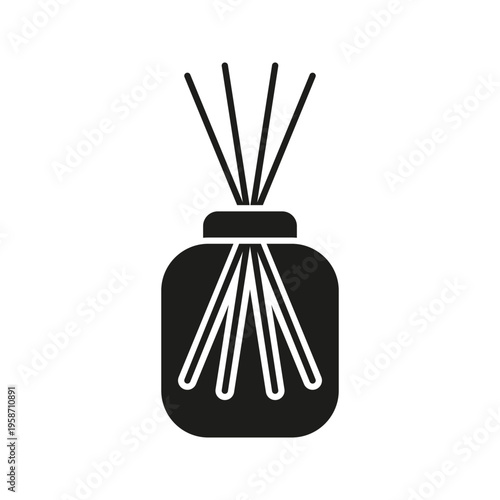 Reed Diffuser Solid Icon. Aromatherapy, Home Fragrance, And Air Freshening Silhouette Symbol. Relaxation And Ambiance Enhancement. Isolated Vector Illustration