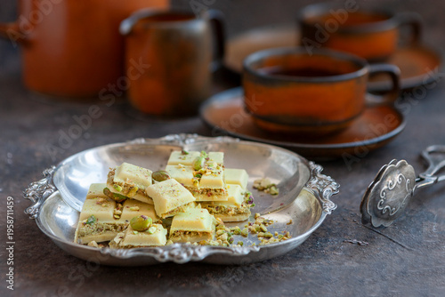 Dubai chocolate with pistachio cream and pistachios