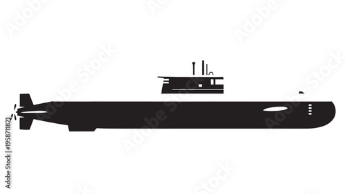 Silhouette of a Submarine Navigating Underwater in a Calm Sea.