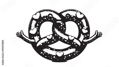 Black and white abstract illustration of a stylized face with symmetrical patterns and intricate details.