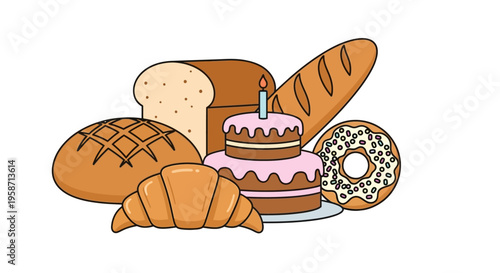 Delicious assortment of baked goods on a plate with cake and pastry