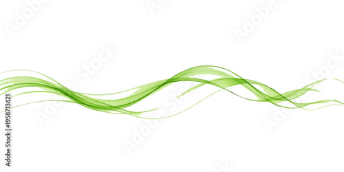An abstract green wave pattern featuring futuristic light curves and a swirling smoke design creates a stylish vector illustration backdrop for web and technology wallpaper concepts