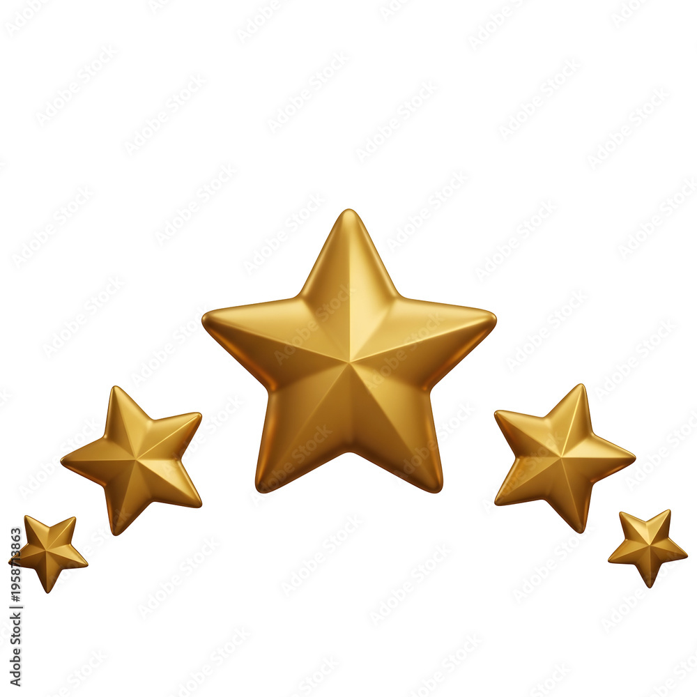 Obraz premium A group of gold stars on a transparent background