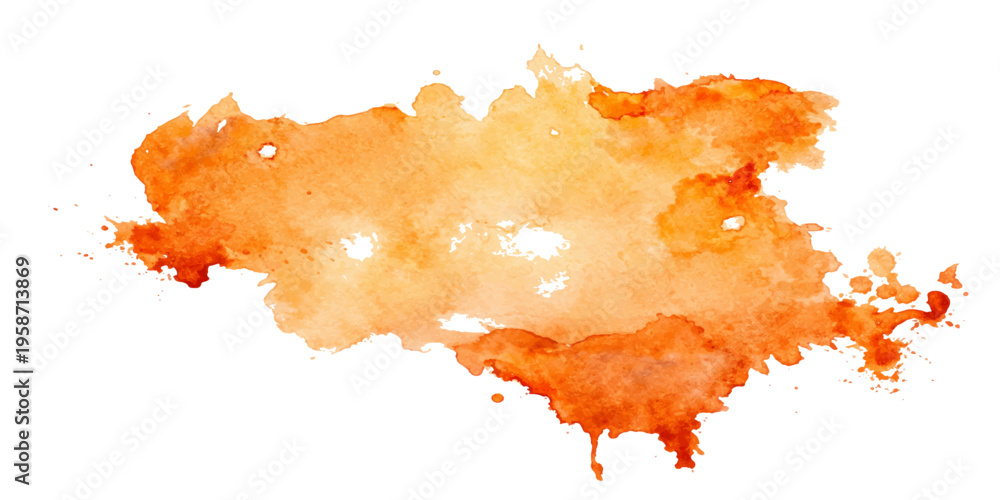 Naklejka premium Artistic vector illustration of red and yellow paint and ink splashes with watercolor splatter textures and grunge brush strokes forming a colorful design element on paper