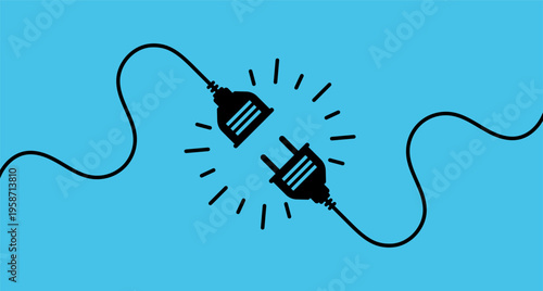 Electric plug connected with power symbol