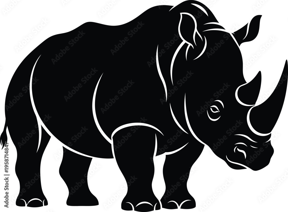 Obraz premium Black silhouette of a rhinoceros