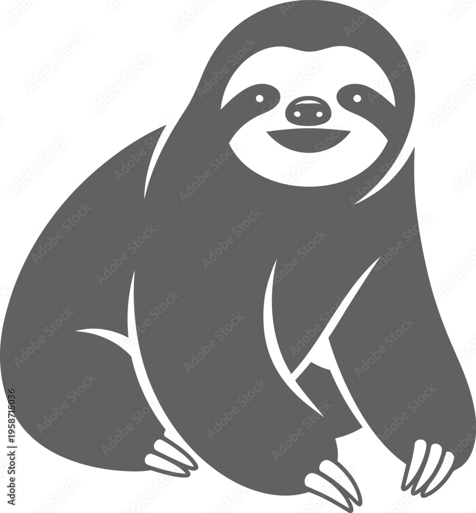 Fototapeta premium A cartoon sloth with a happy face and claws