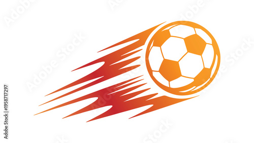 Flaming Soccer Ball Icon With Speed Trails Representing Fast Football Action, Sports Energy, Tournament Branding, and Athletic Competition Graphic Design