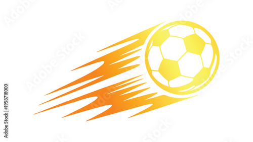 Flaming Soccer Ball With Speed Trail Icon Representing Football Energy, Fast Game Action, Sports Tournament Branding, and Athletic Competition Graphic Design