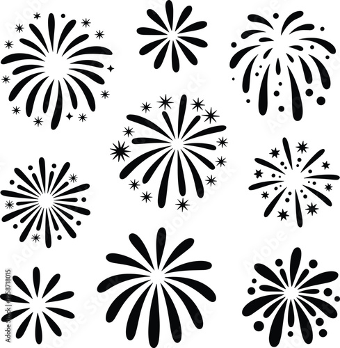 Set of 4 of july vector floral elements with decorative flower patterns and seamless design