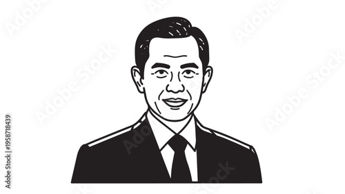 Black and White Illustration of a Businessman in Formal Attire.