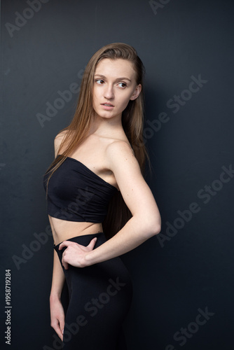 Professional model test shoot for agency submission. Natural beauty, minimal makeup, black wearing, clean background, confident poses. Perfect for portfolios, castings, and fashion
