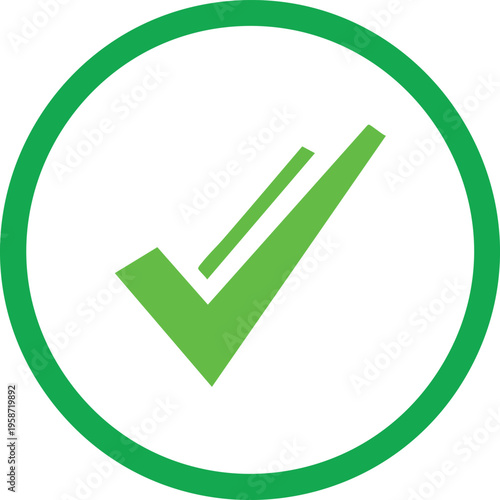 Green check mark inside a green circle tick correct