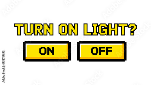 Pixel art light switch interface with on and off options