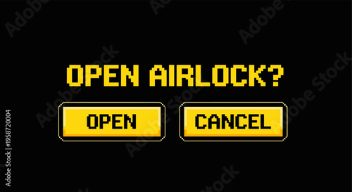 Retro pixel art interface with airlock options