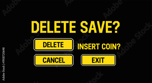 Retro gaming menu design with yellow pixel art buttons