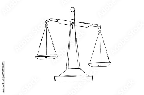 A scale with two sides is drawn in black