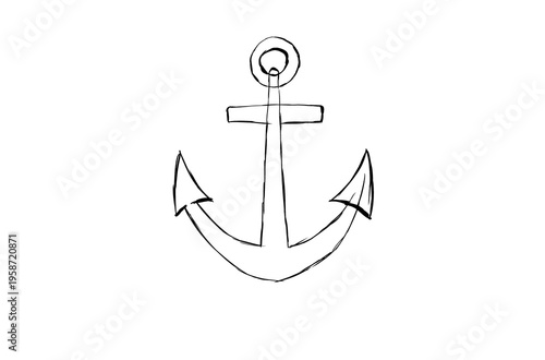 A simple drawing of an anchor with a cross on top