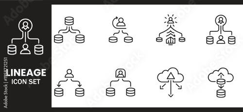 Data Lineage User Access and Cloud Governance Icon Set