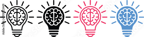 Illustration of lightbulbs symbolizing ideas and brain power with different colors