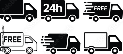 Icons depicting various delivery and shipping service features