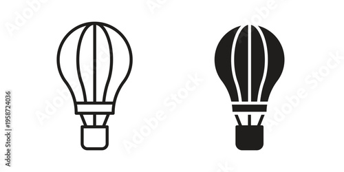 Hot air balloon icon in black stroke eps vector graphic