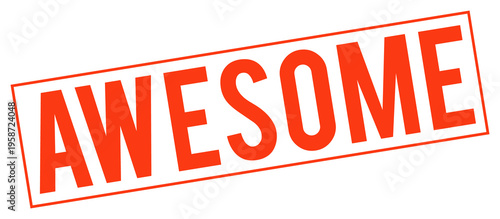 Large red awesome stamp on transparent background