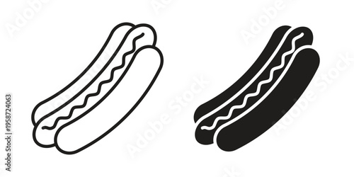 Hot dog icon in black stroke eps vector graphic
