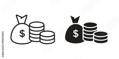 Income icon in black stroke eps vector graphic