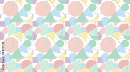 Seamless Vector Pattern with Soft Pastel Geometric Shapes for Modern Design Backgrounds and Playful Project Visuals