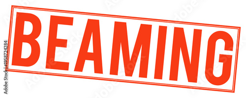 Large red beaming stamp on transparent background