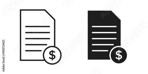 Invoice payment icon in black stroke eps vector graphic