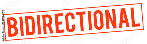 Red bidirectional stamp mark on transparent background