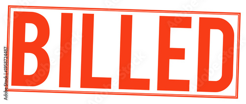 Large red billed stamp on transparent background