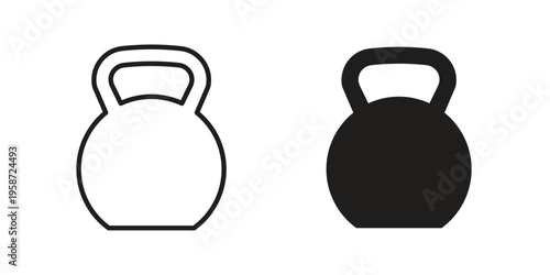Kettlebell icon in black stroke eps vector graphic
