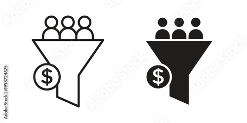 Lead conversion icon in black stroke eps vector graphic