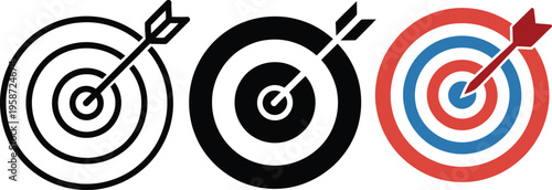 Three target illustrations showing different accuracy levels with arrows