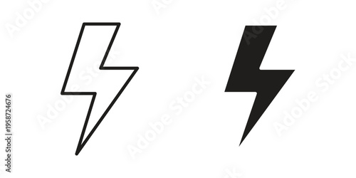 Lightning icon in black stroke eps vector graphic