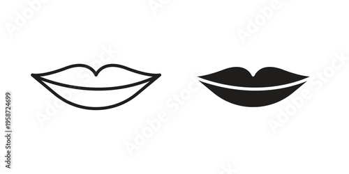 Lips icon in black stroke eps vector graphic